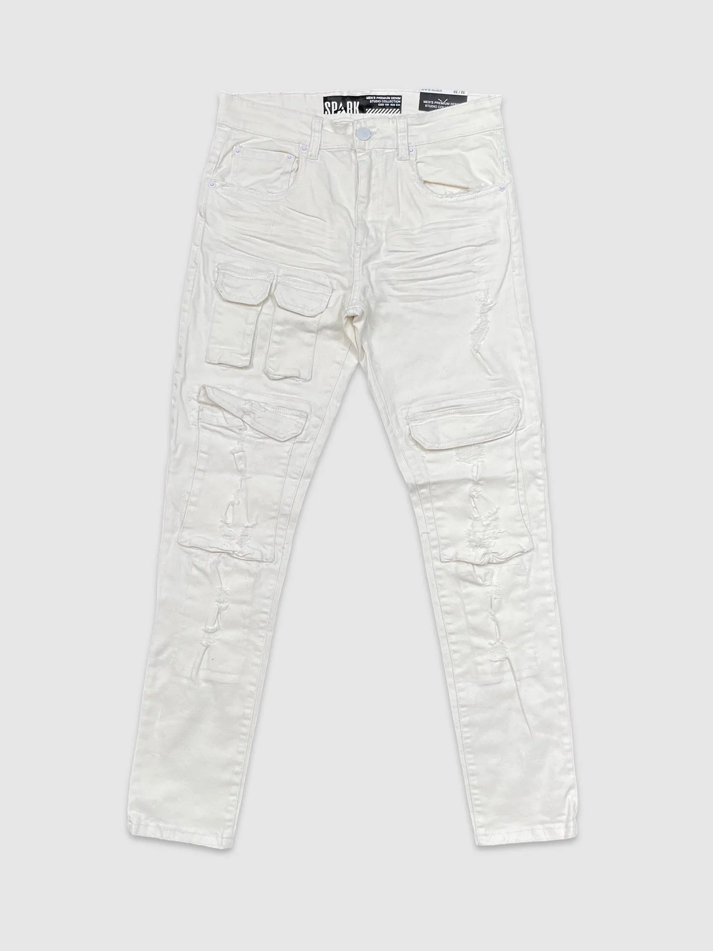SLE-S4415-Slim Fit Cargo Pocket Denim Pants