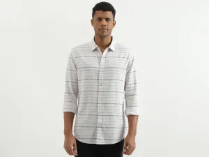 Slim Fit Spread Collar Striped Shirt