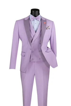 Slim Fit Tuxedo 3 Piece with Matching Bow Tie Lavender SV2K-5
