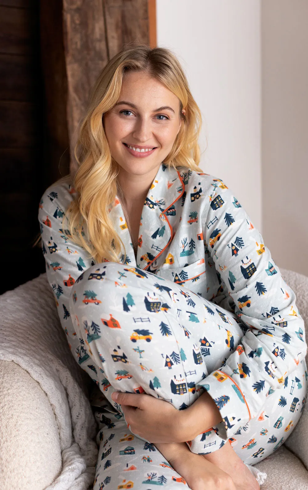Snow Globe Button-Front Pajamas