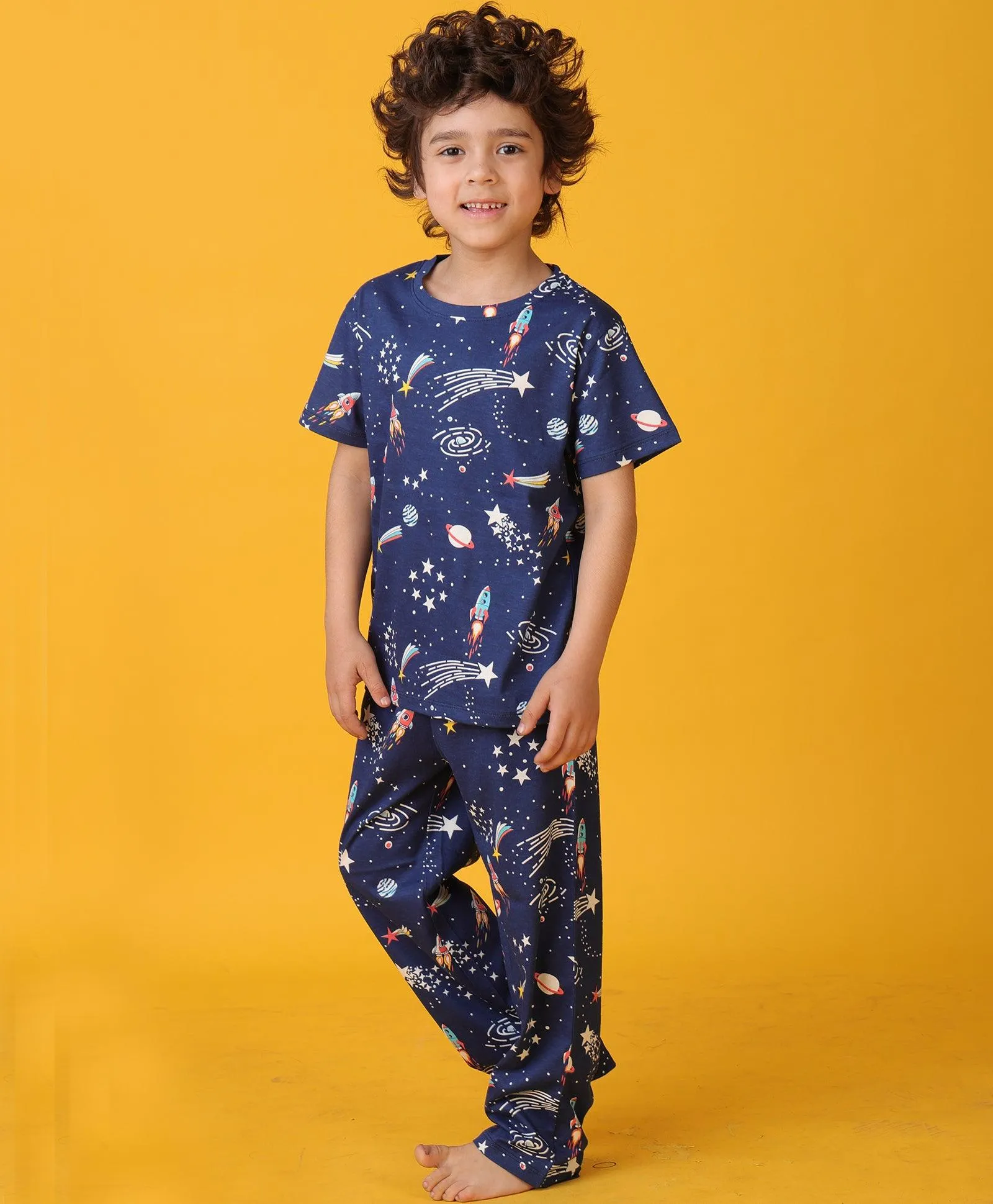 SOLAR DREAMS SHORT SLEEVE PYJAMA SET - BLUE