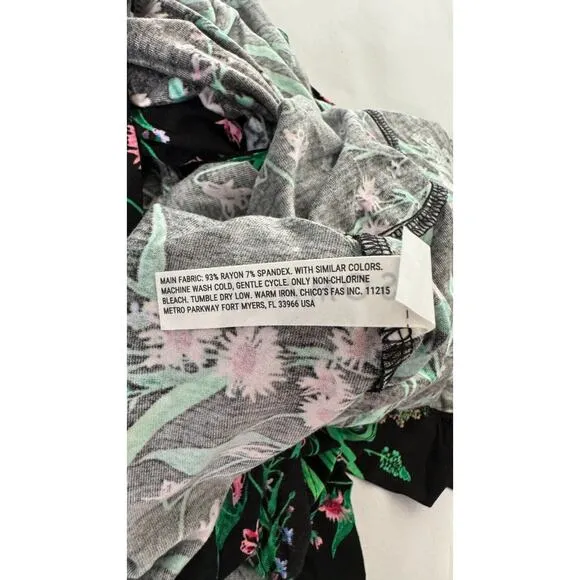 Soma Womens Cool Nights Kimono Robe Belted Passage Floral Black Size S/M NWT