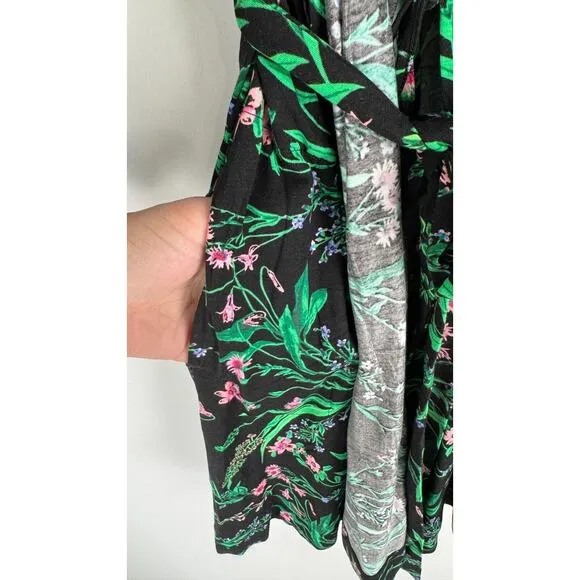 Soma Womens Cool Nights Kimono Robe Belted Passage Floral Black Size S/M NWT