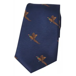 SOPRANO Flying Pheasants Silk Country Tie - Navy