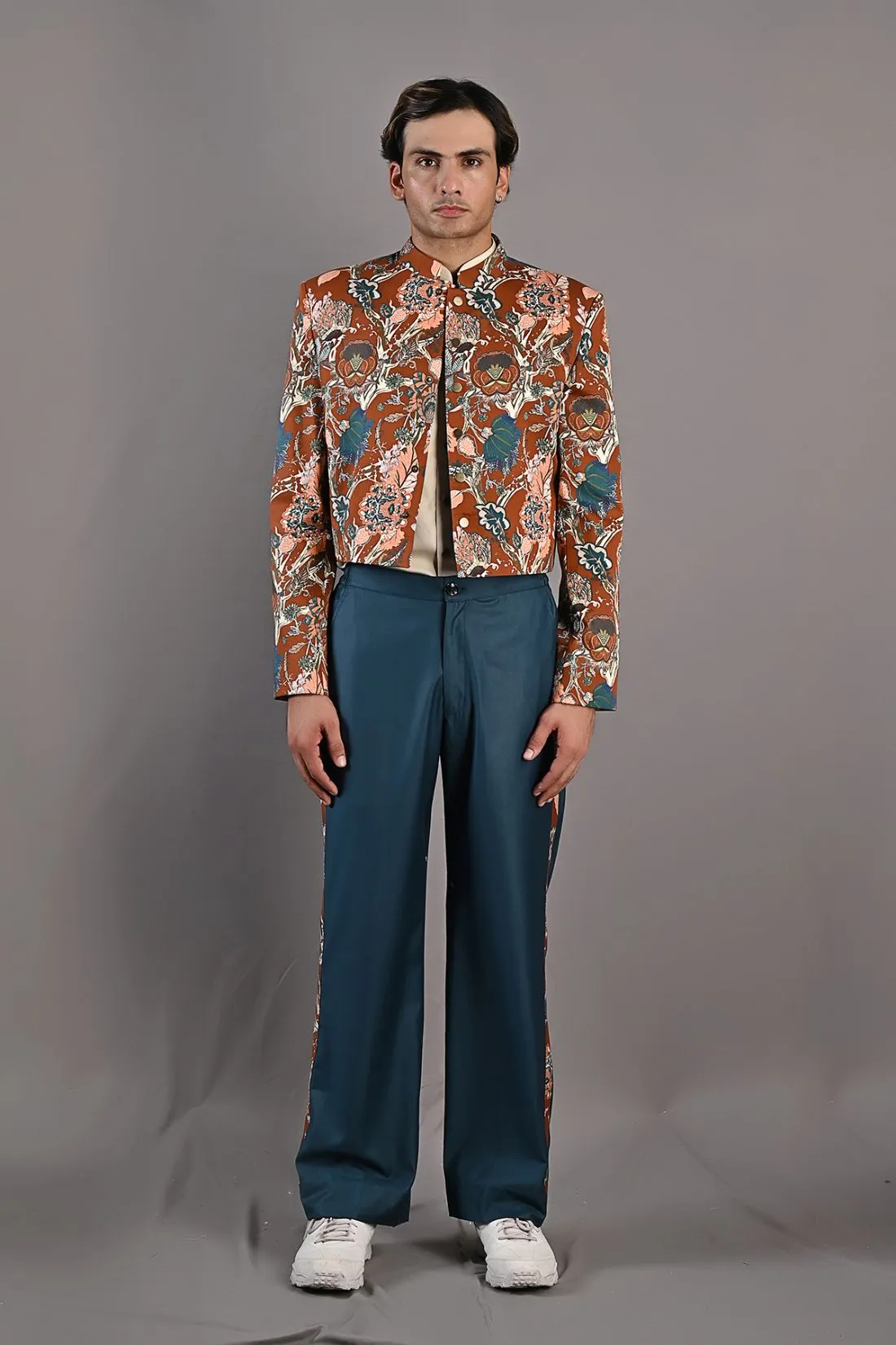 Sorrel - Maroon & Multi Printed Short Jacket With Kurta Set