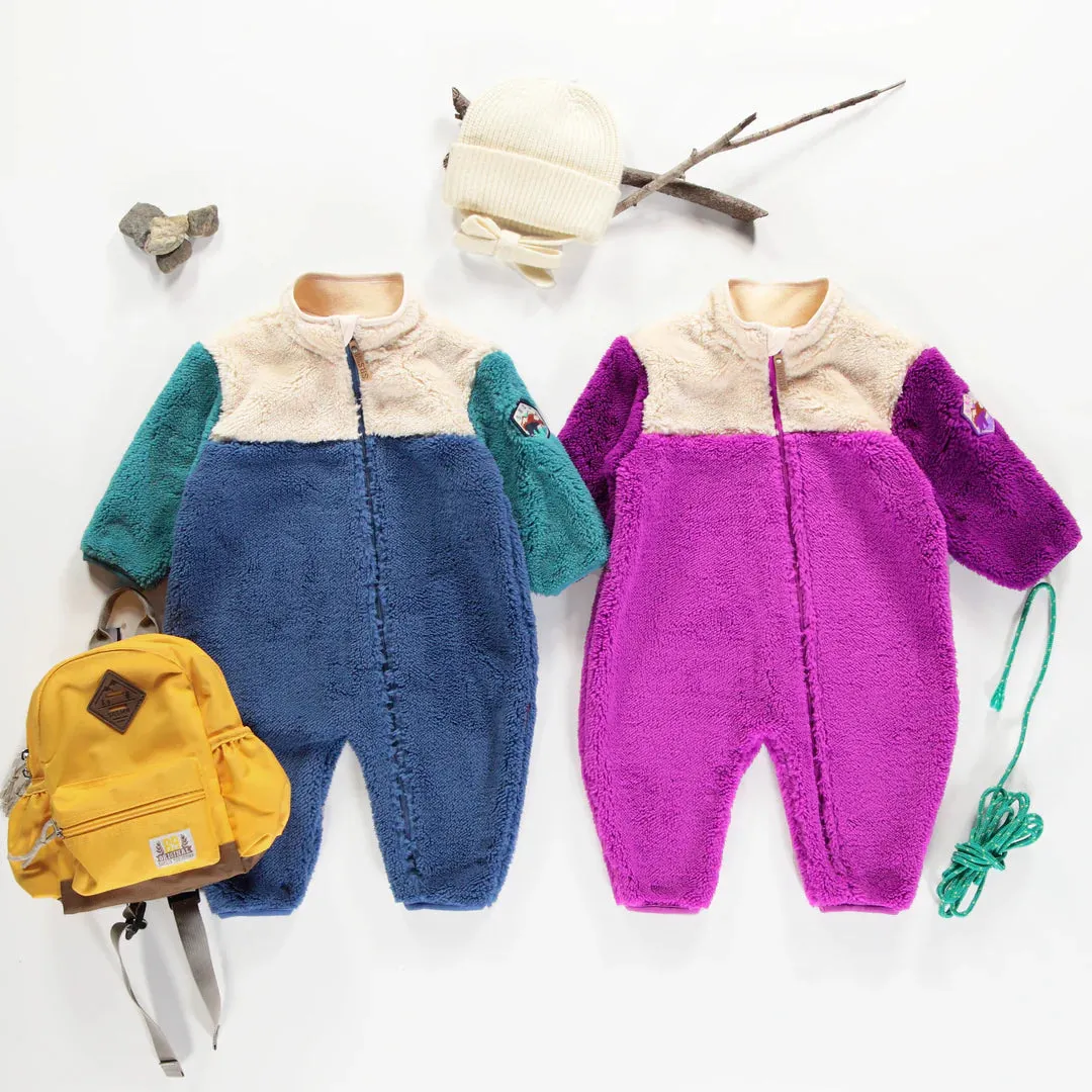 Souris Mini Baby Girls Sherpa Colorblock One Piece - Purple