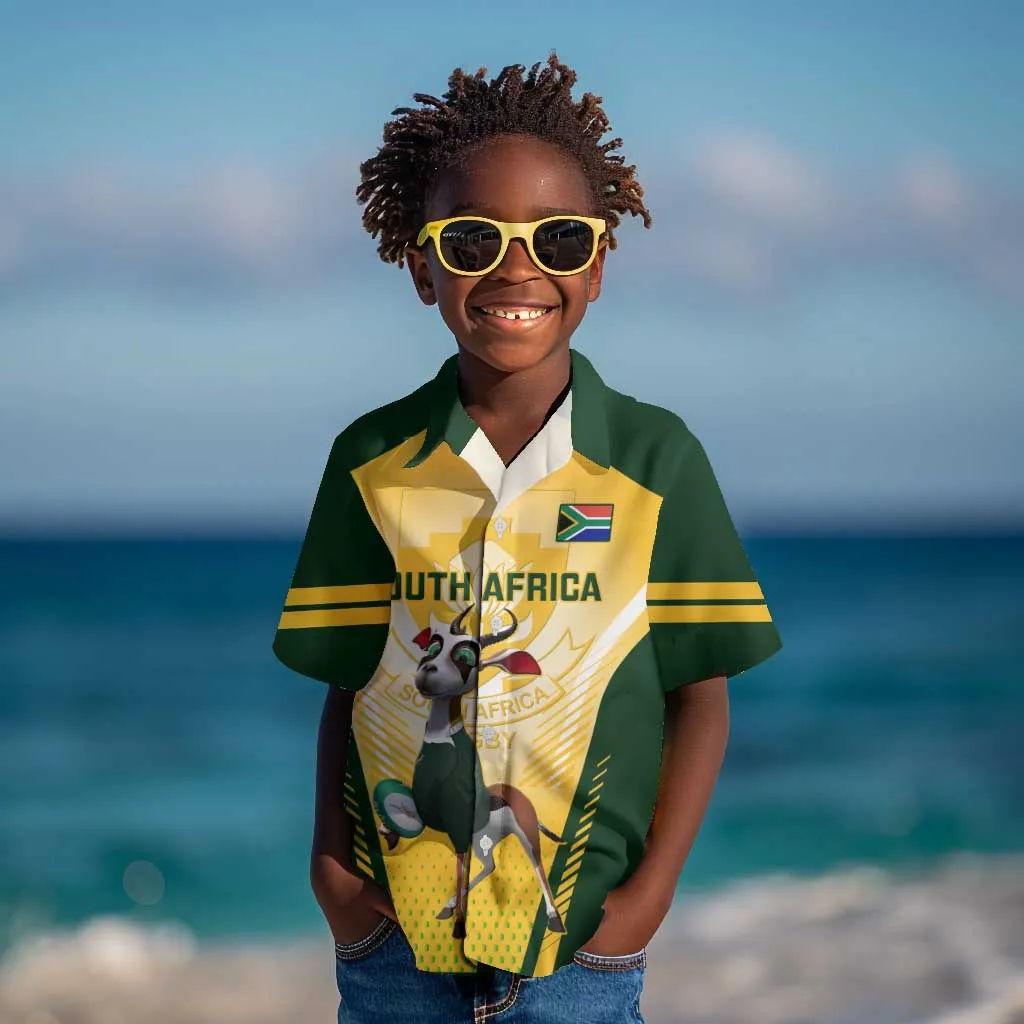 South Africa Rugby Kid Hawaiian Shirt Cute Springboks Mascot LT14