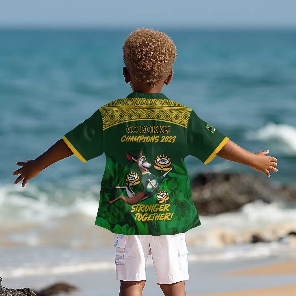 South Africa Rugby Kid Hawaiian Shirt Go Bokke World Cup Champions History LT14