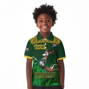 South Africa Rugby Kid Polo Shirt Go Bokke World Cup Champions History LT14