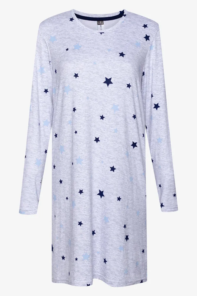 Star Long Sleeve Sleepshirt Grey