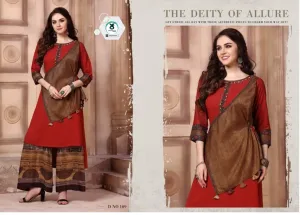 Straight Cut Seperate Jacket Kurti With Digital Palazzo Pants. (set)