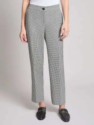 Straight Leg Elastic Back Pant, Gingham