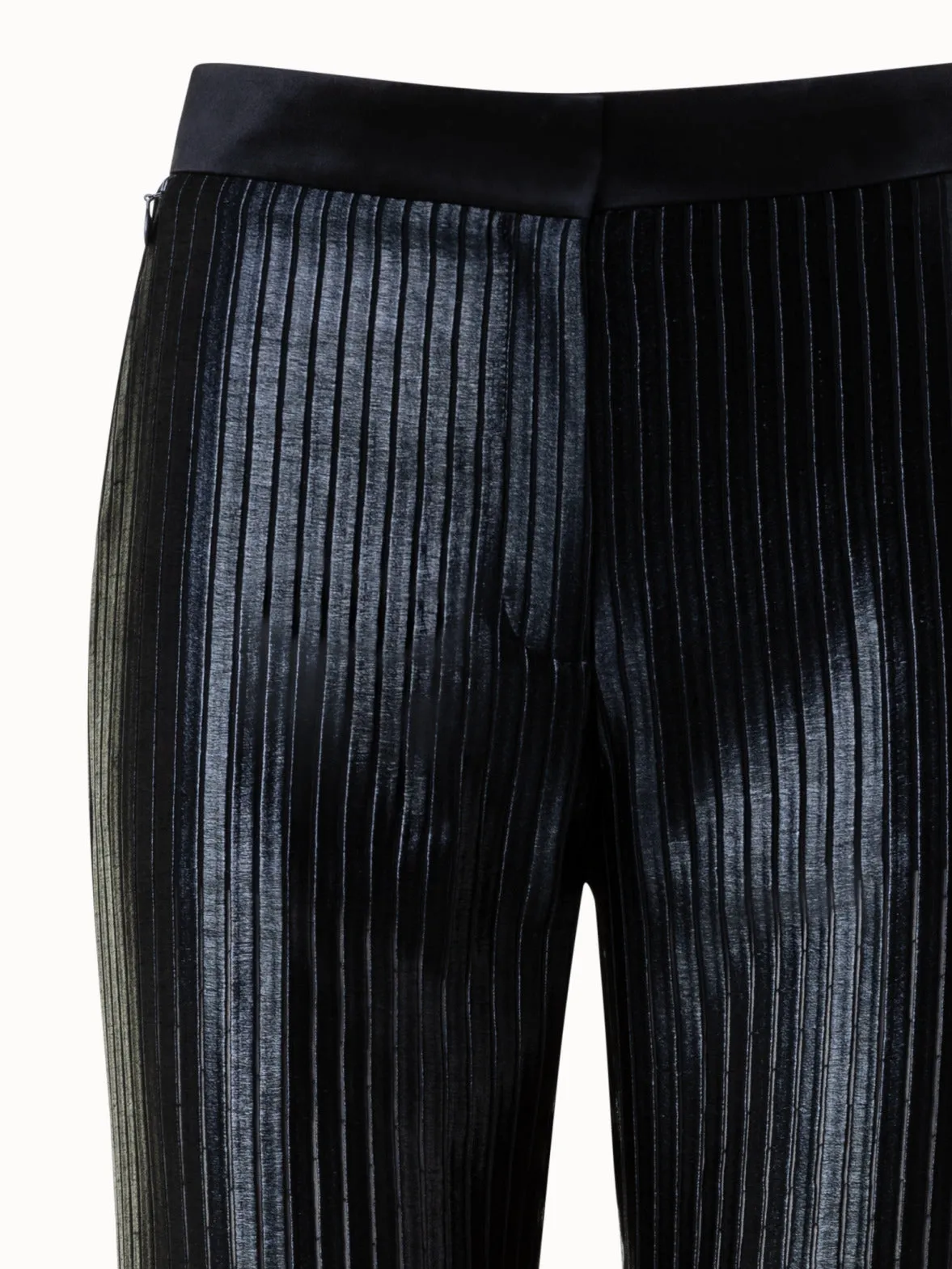 Straight Techno Pants with Striped Embroidery
