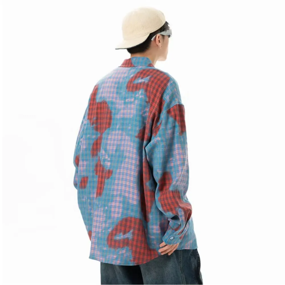 Street Contrasting Letter Plaid Shirt