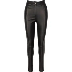 Stretch Leather Straight Leg Trouser