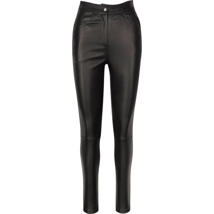 Stretch Leather Straight Leg Trouser