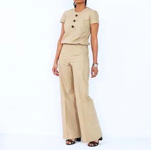 Tan Straight Leg Pants | ALPHONSINA