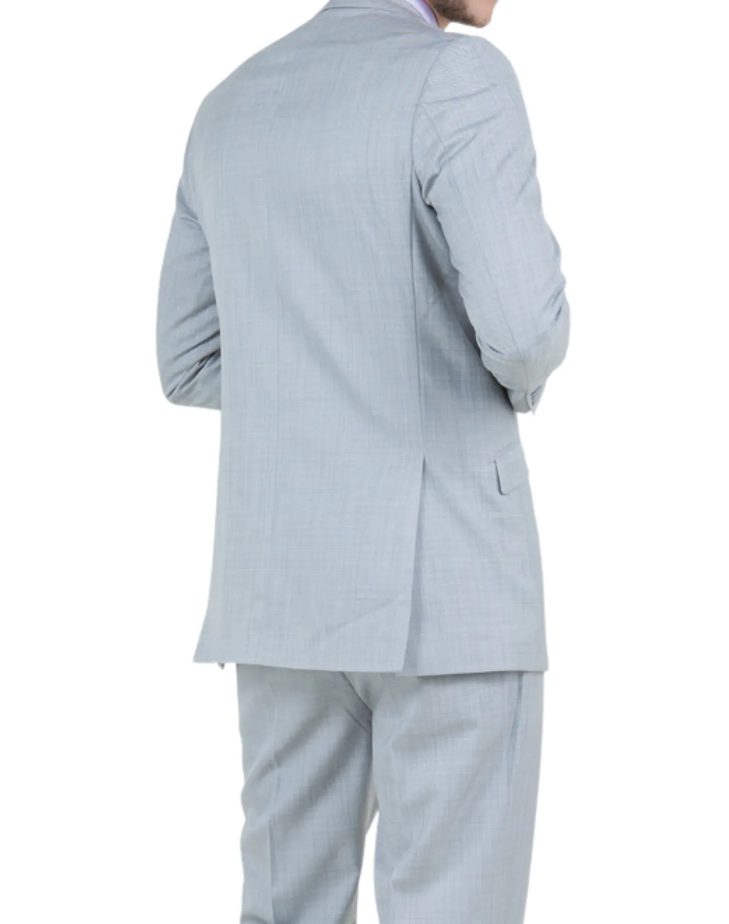 Tazzio Solid Textured Slim Fit Vested Suit - Light Gray