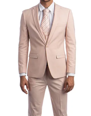 Tazzio Solid Ultra Slim Fit Vested Suit - Blush