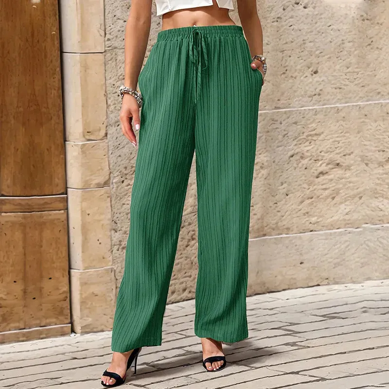 Textured Straight-Leg Casual Pants