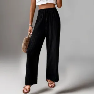 Textured Straight-Leg Casual Pants