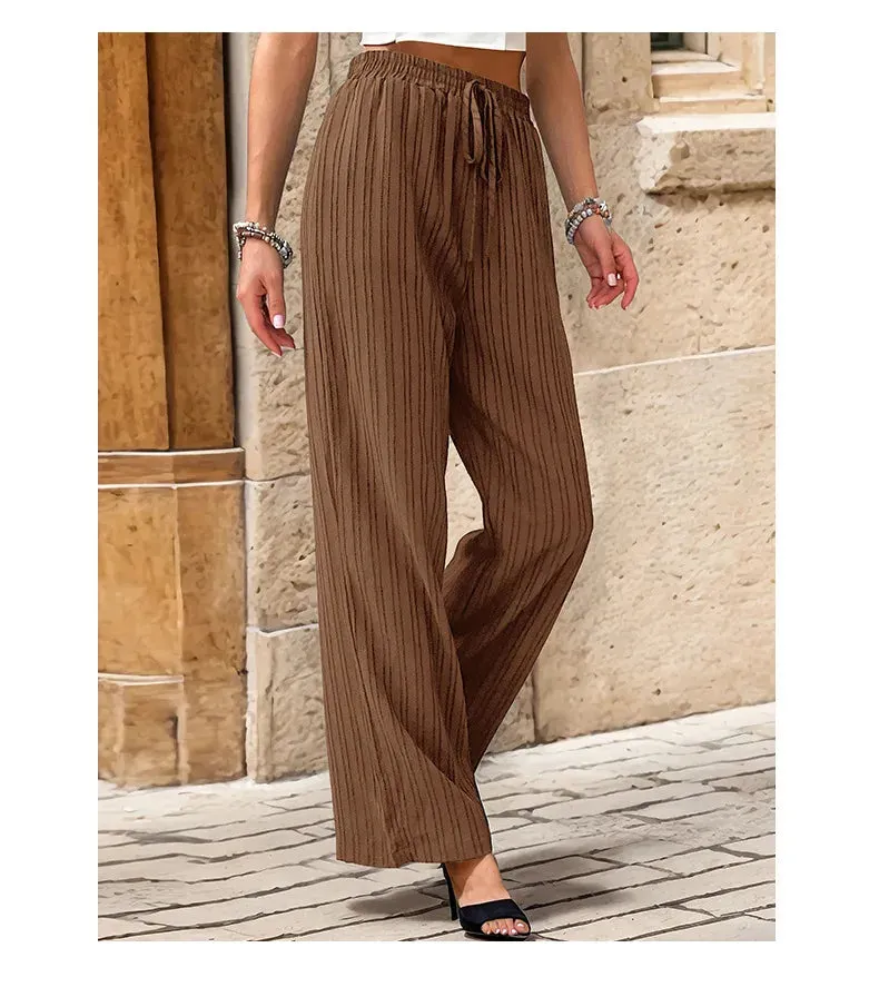 Textured Straight-Leg Casual Pants