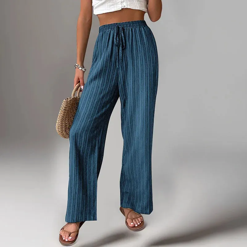 Textured Straight-Leg Casual Pants