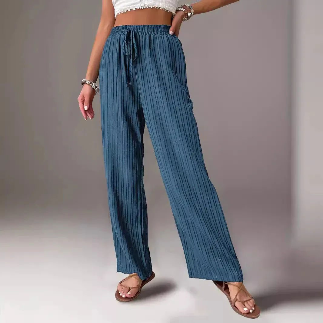 Textured Straight-Leg Casual Pants