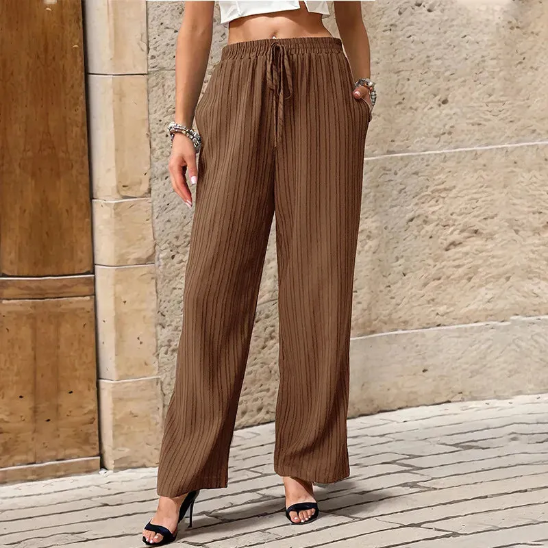 Textured Straight-Leg Casual Pants