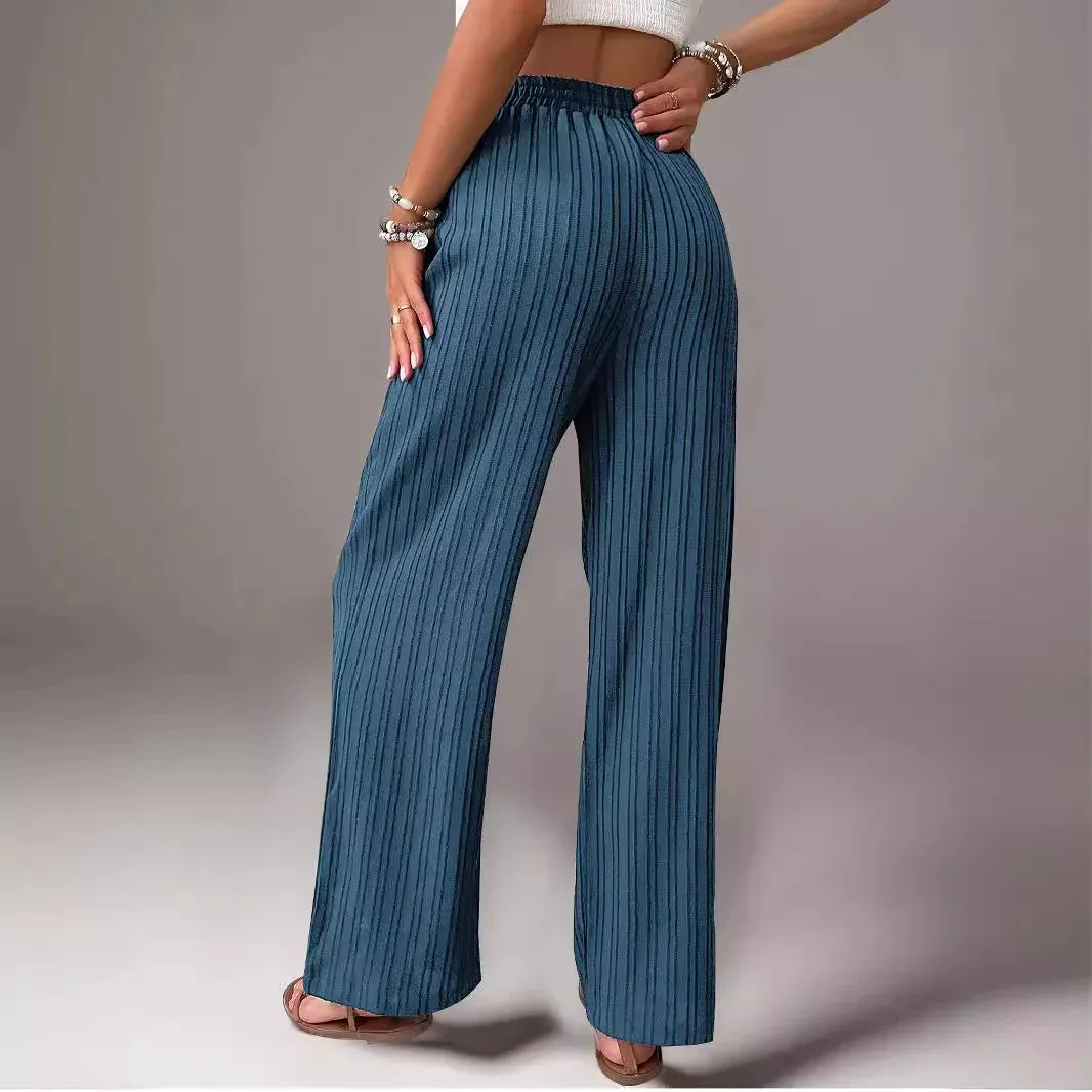 Textured Straight-Leg Casual Pants