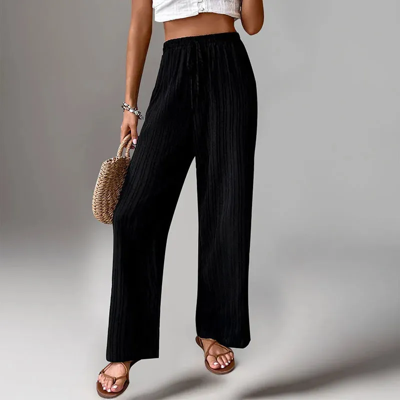 Textured Straight-Leg Casual Pants