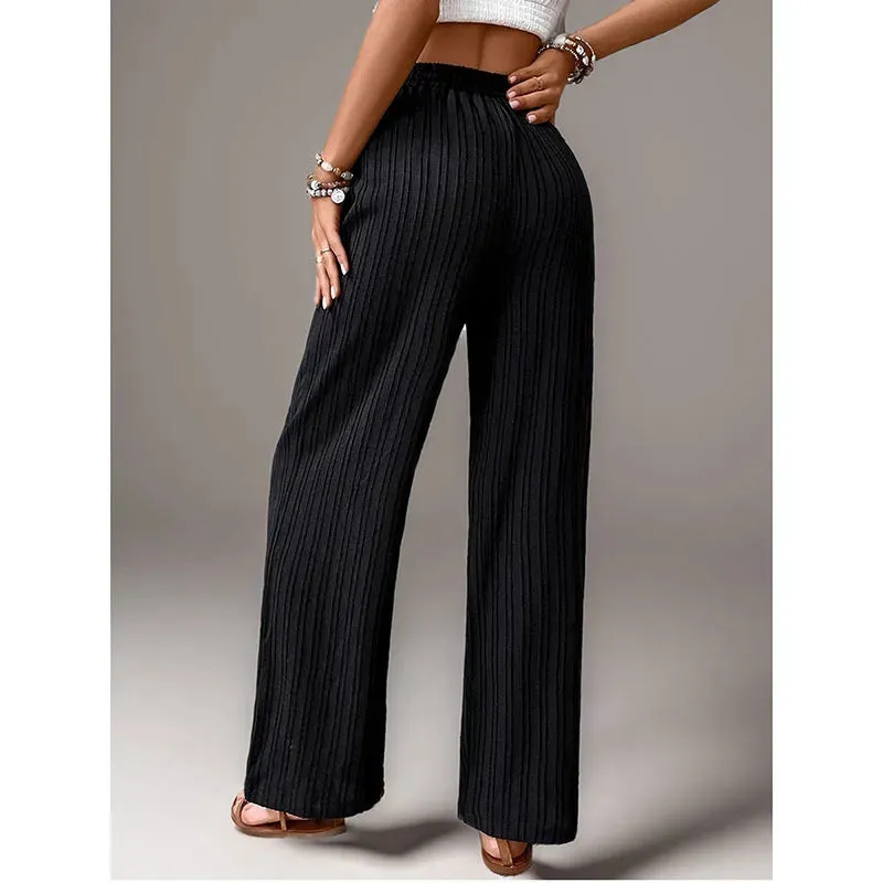 Textured Straight-Leg Casual Pants