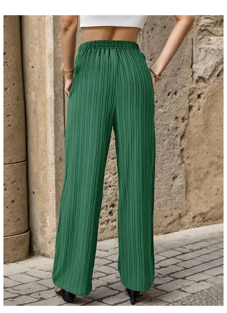 Textured Straight-Leg Casual Pants