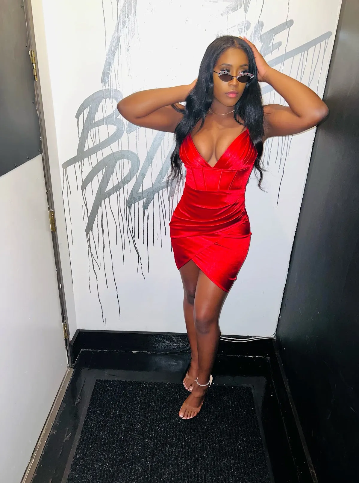 Thalia Silk Corset Dress x Ruby Red