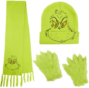 The Grinch Women's Winter Accessories Set, Hat Scarf Gloves - Gifts for Her
