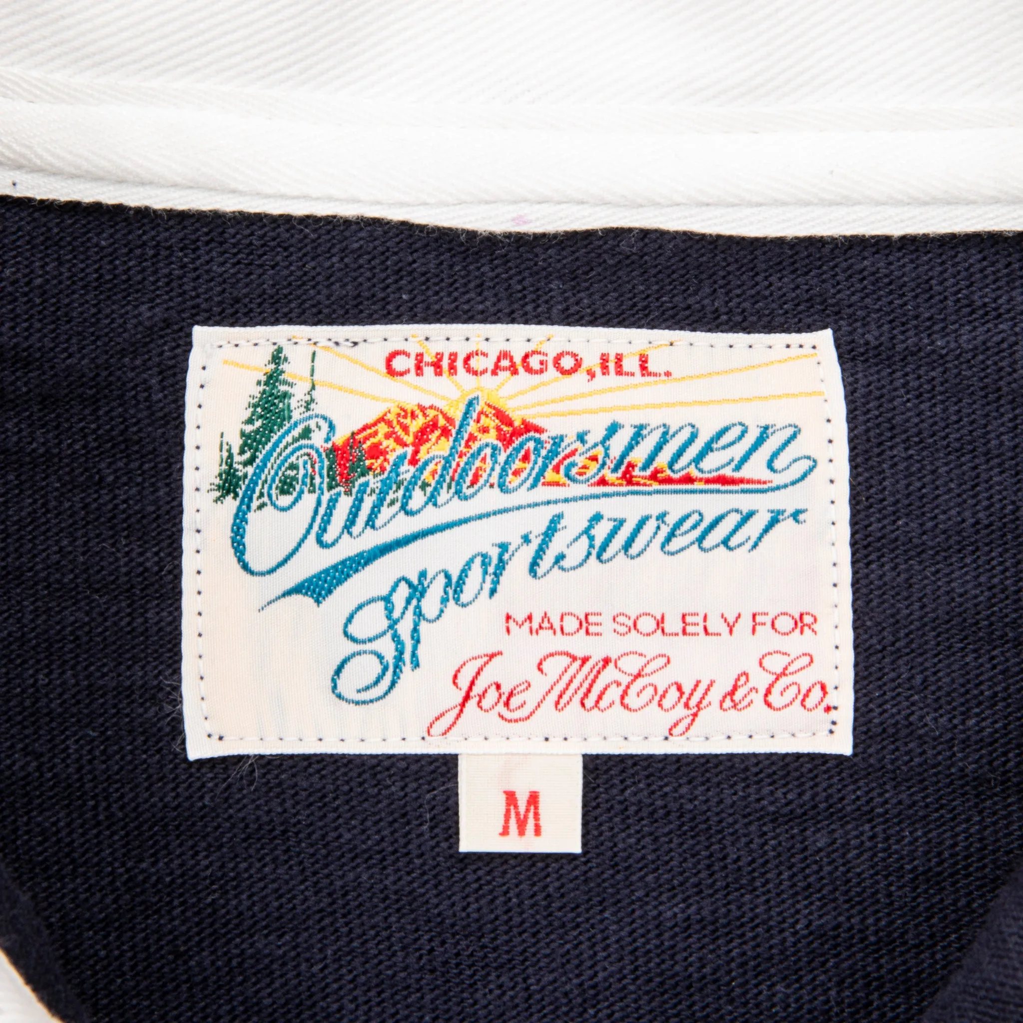 The Real McCoy's Climber's Striped Rugby Shirt Navy - Ecru