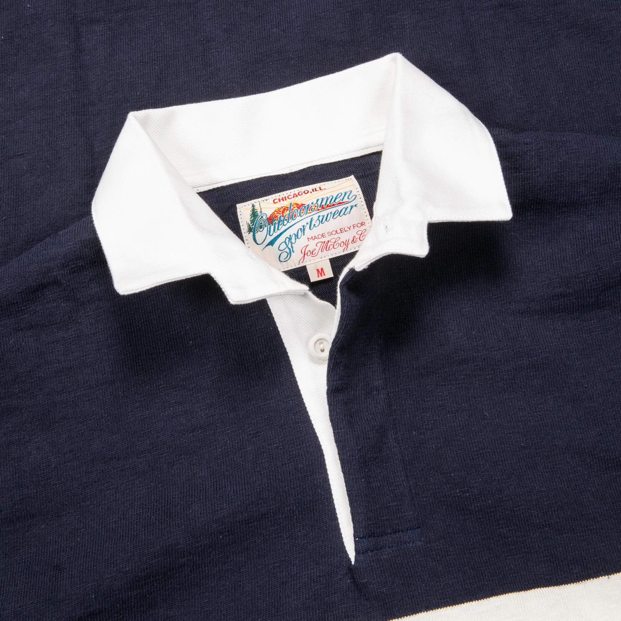 The Real McCoy's Climber's Striped Rugby Shirt Navy - Ecru