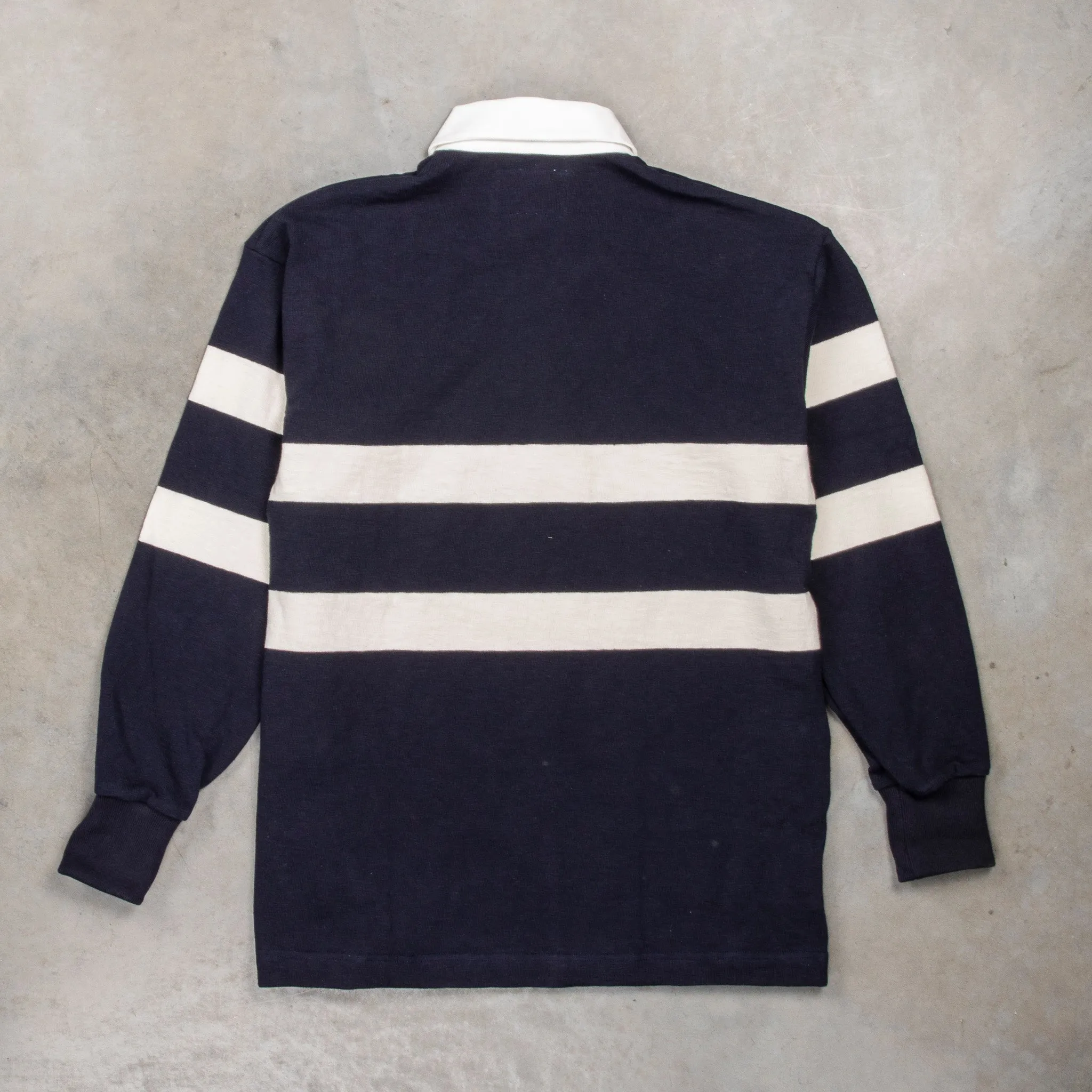 The Real McCoy's Climber's Striped Rugby Shirt Navy - Ecru