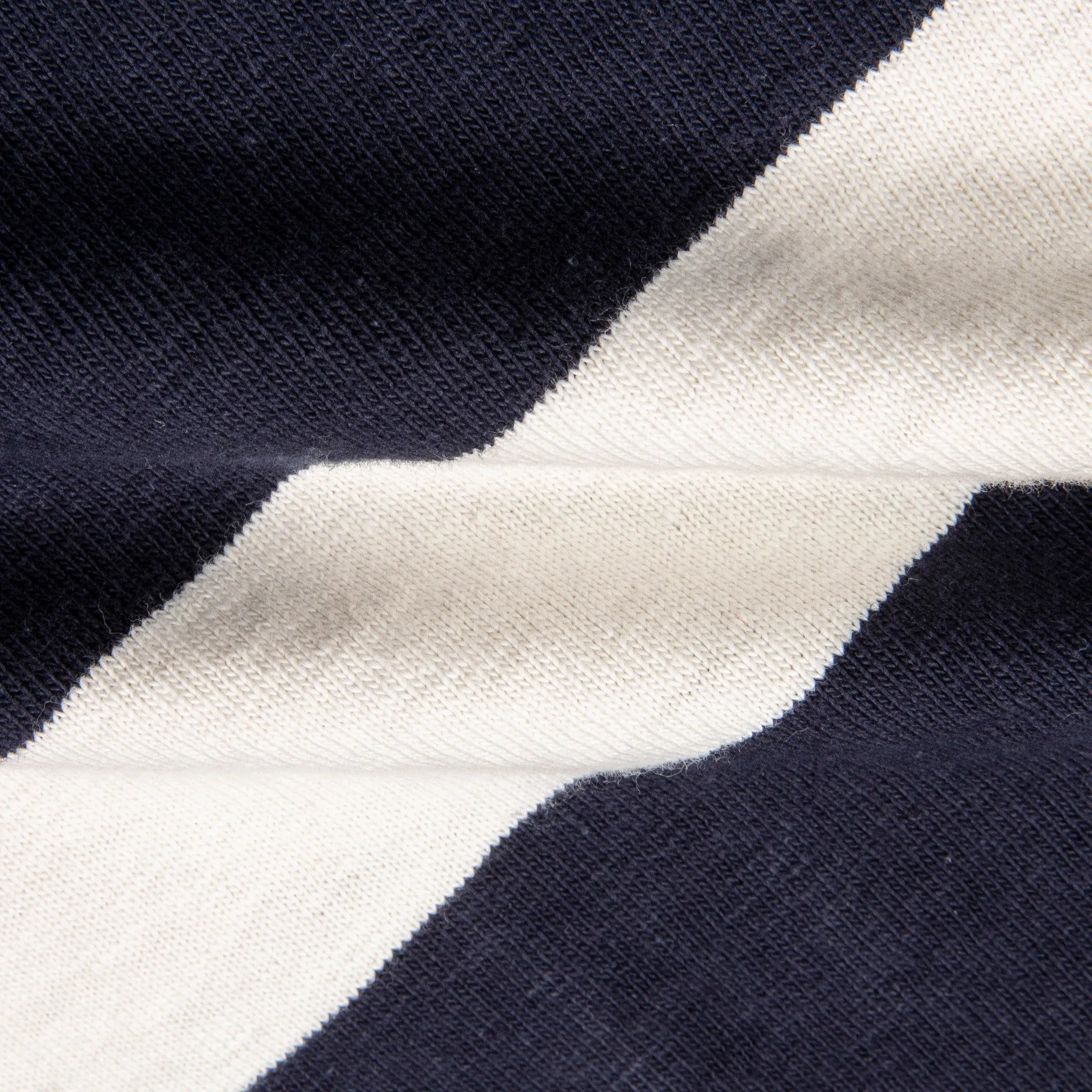 The Real McCoy's Climber's Striped Rugby Shirt Navy - Ecru