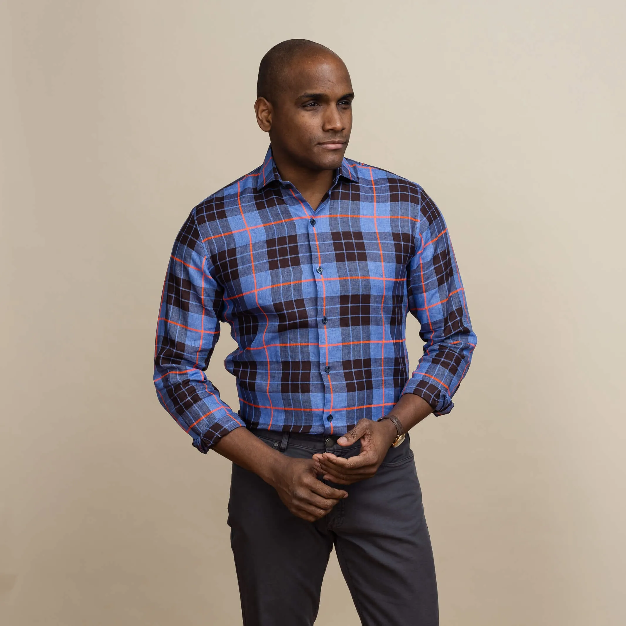 The Royal Blue Ward Plaid Casual Shirt