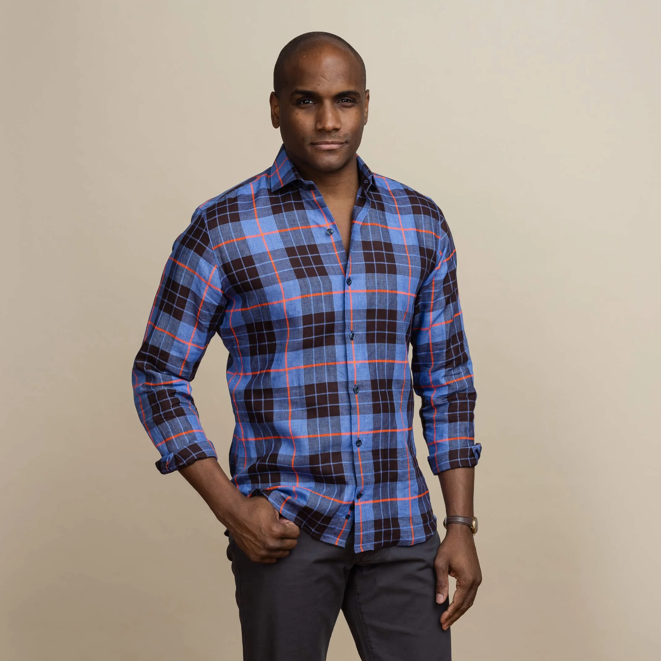 The Royal Blue Ward Plaid Casual Shirt