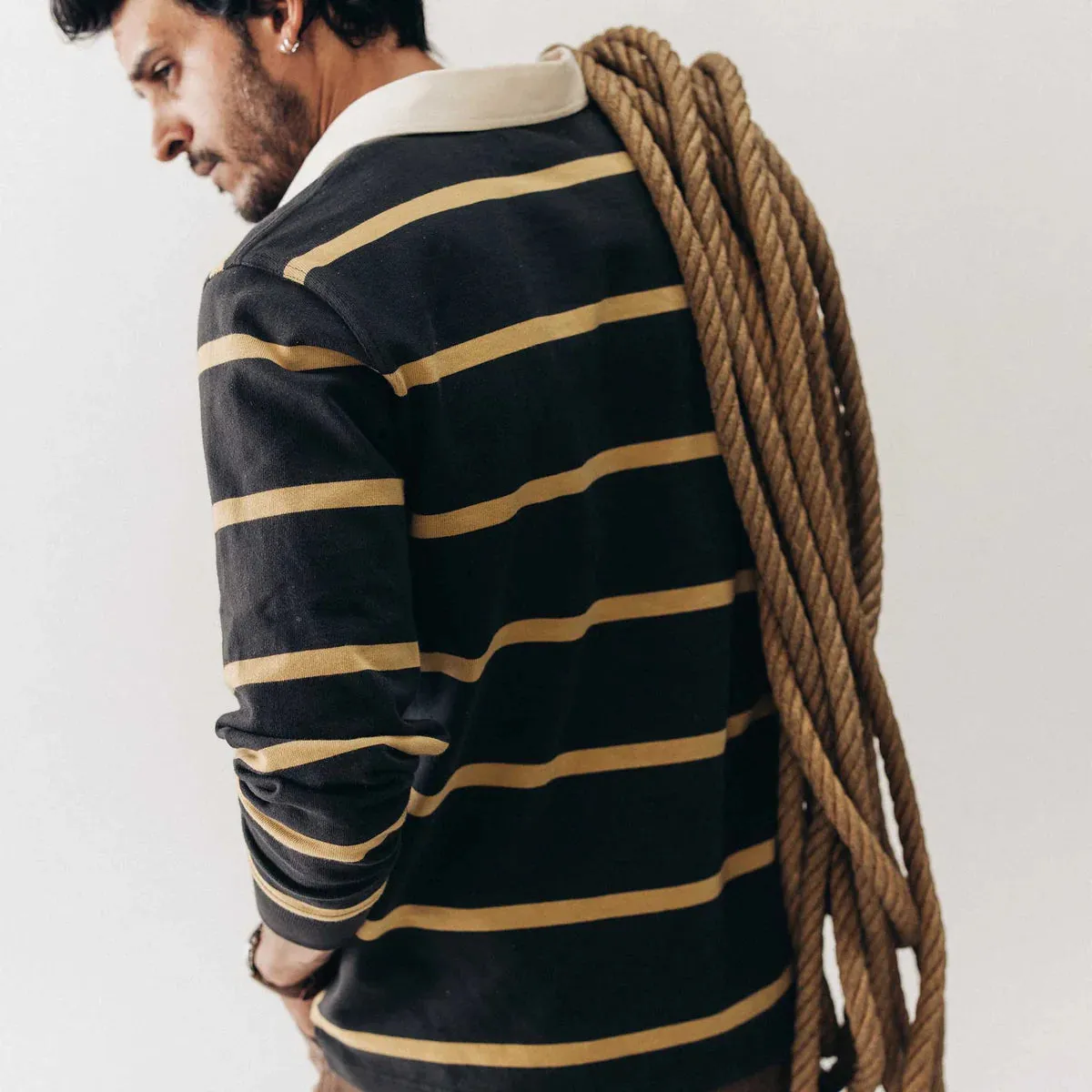 The Rugby Shirt in Faded Black Stripe