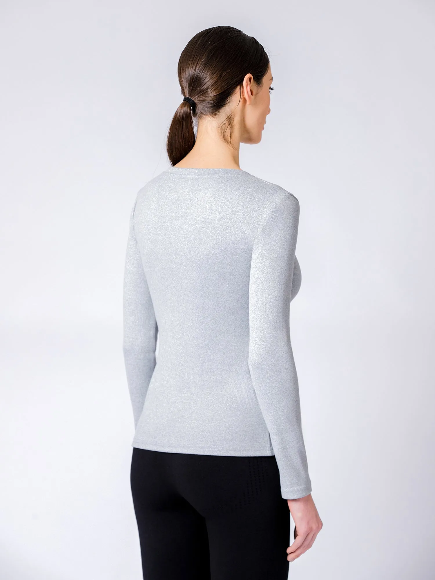 THERMAL FLEECE LONG SLEEVE TOP, LIGHT GREY