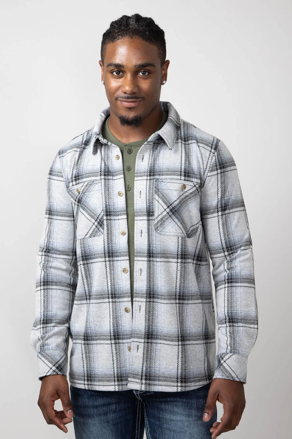 Thread & Supply Clark Shirt for Men in Black Grey Plaid | T3184PVXTM-BLACKGREYPLAID