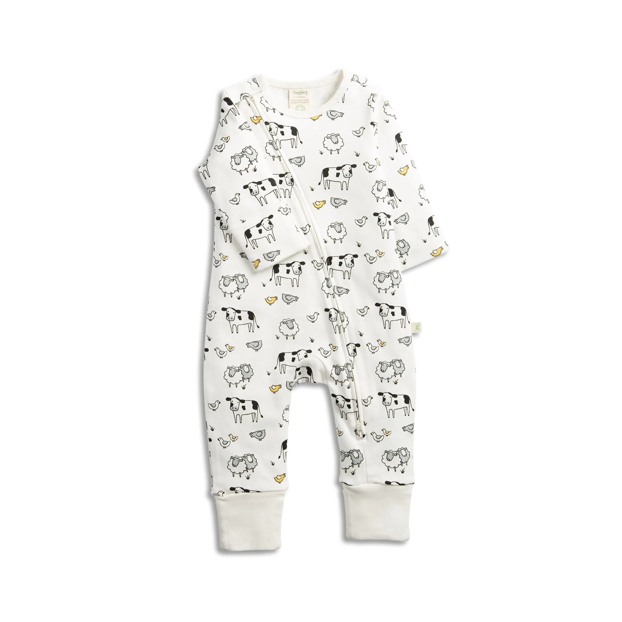 Tiny Twig Long Sleeve Zipsuit Farm Aminals
