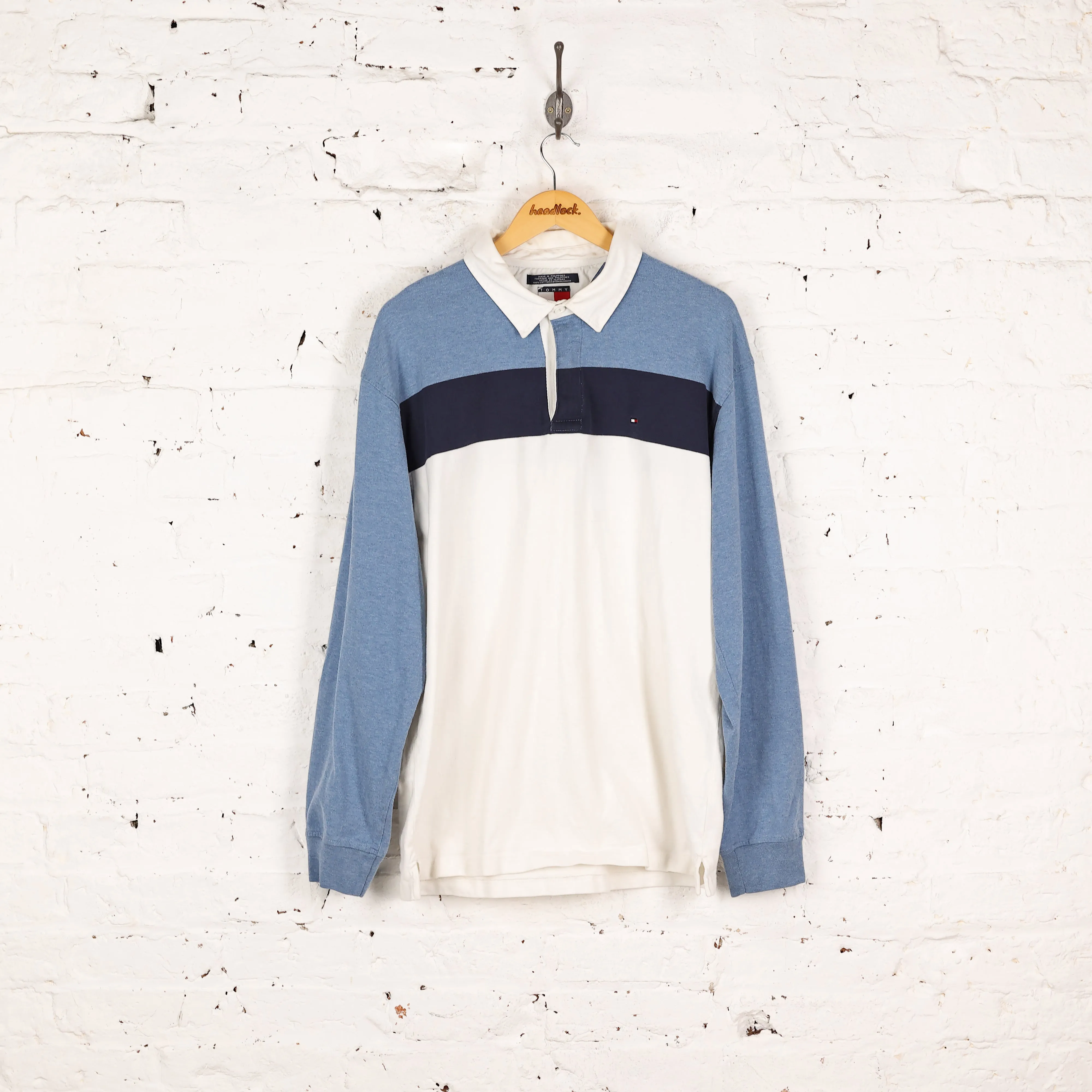 Tommy Hilfiger Rugby Style Long Sleeve Polo Shirt - White - XL