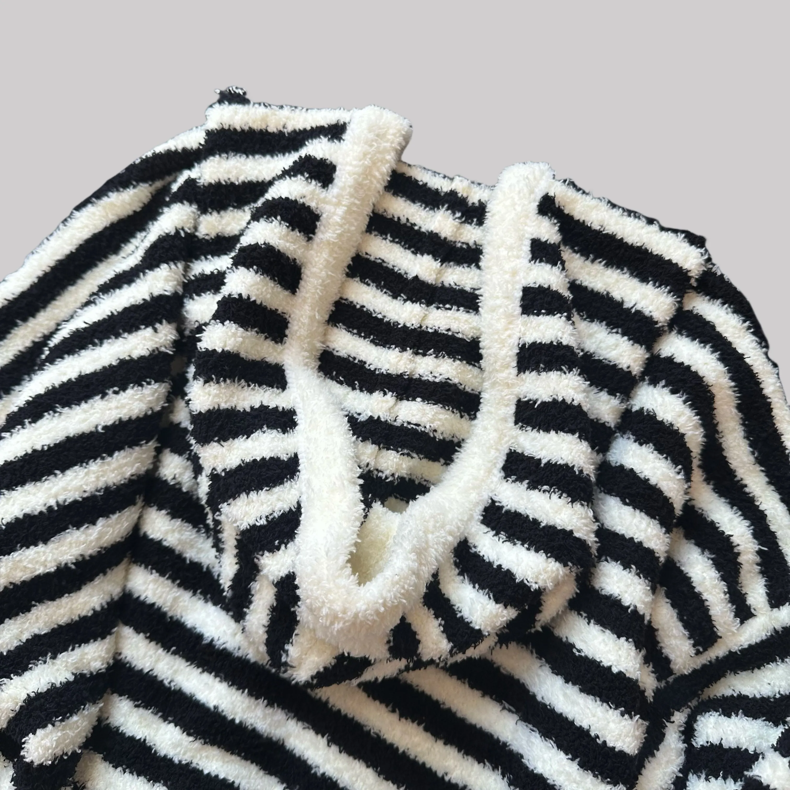 Upgraded Black &amp; White Striped Flannel Loungewear Set