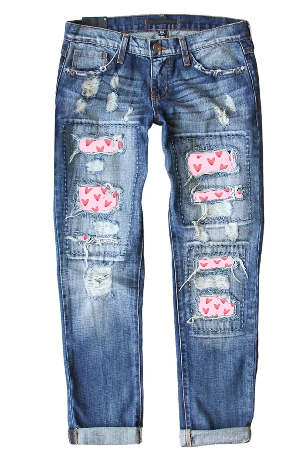 Valentines Day Heart Patchwork Jeans