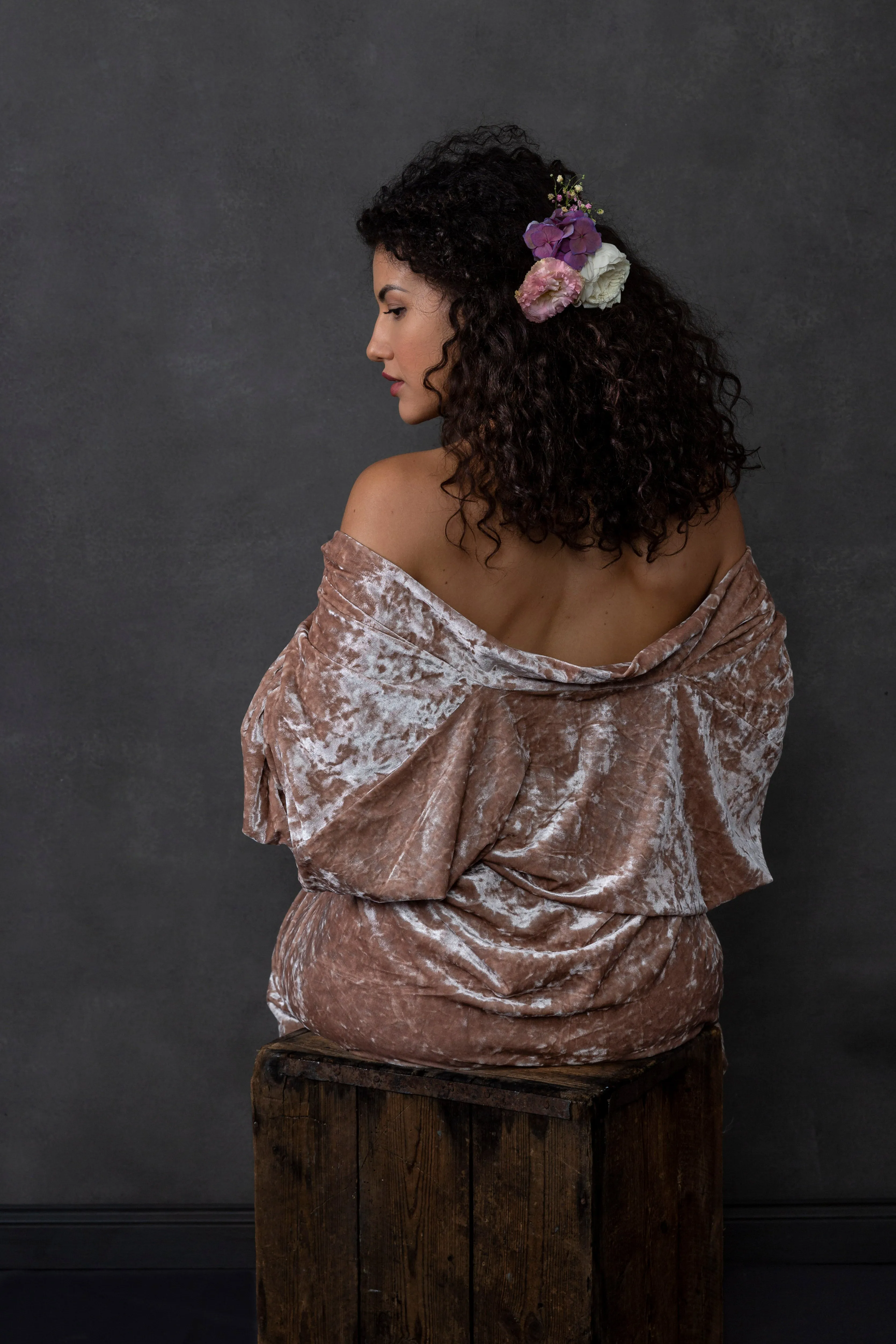 Velvet Kimono Robe - Champagne