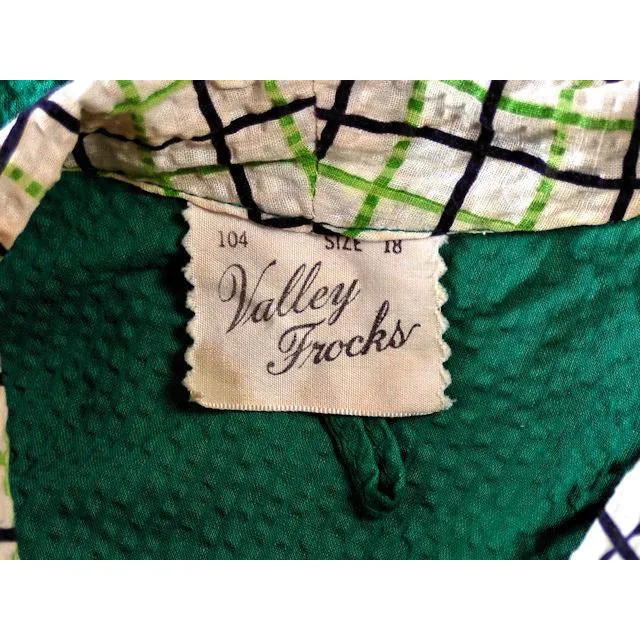 Vintage Green Seersucker Housecoat /Robe/Dress 1930s Any Sz